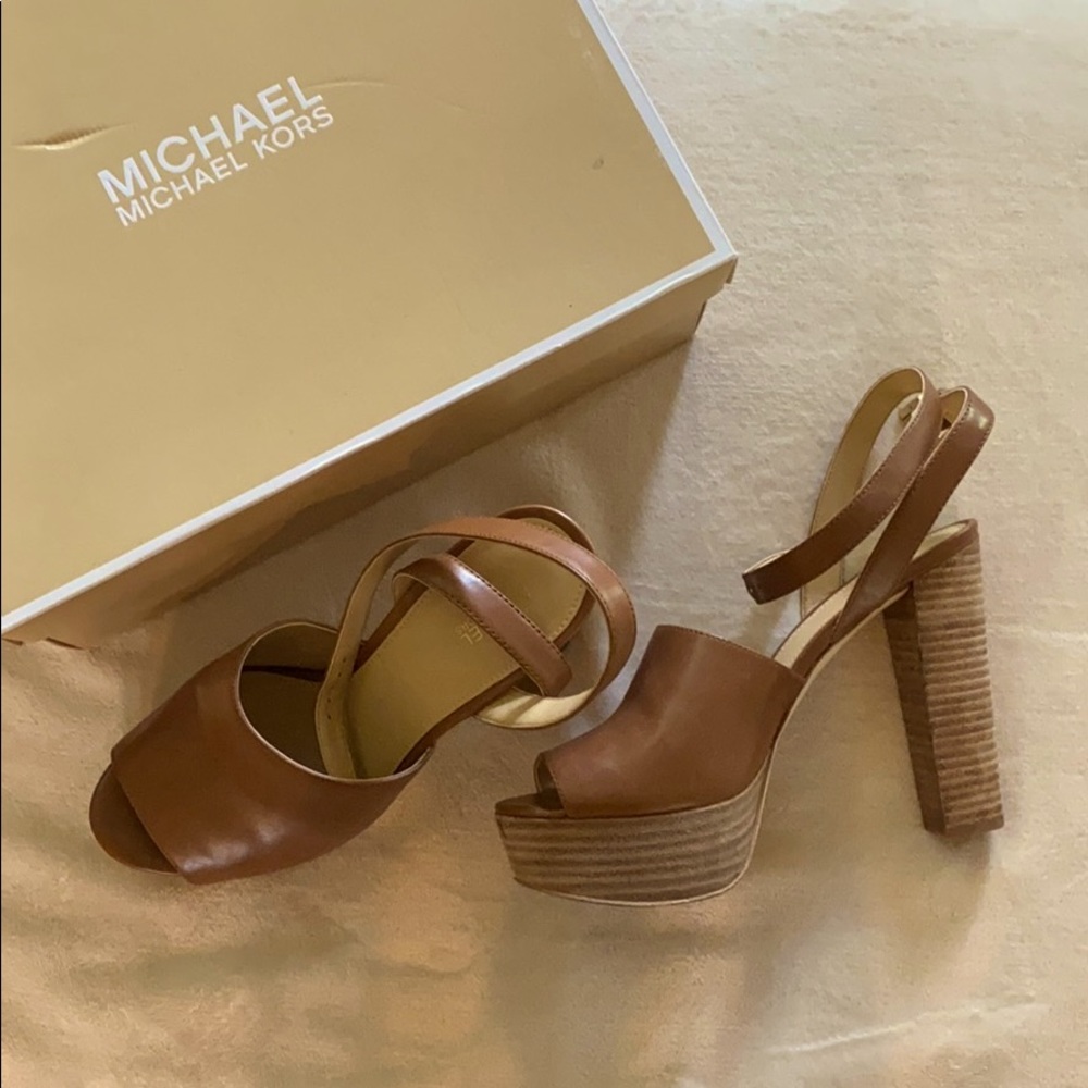 Michael Kors Trina Tan Leather Platform